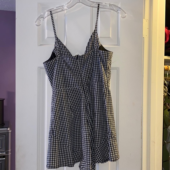 LF black and white gingham tie front romper - Picture 2 of 5